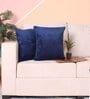 Blue Velvet Solid 24x24 inches Cushion Covers (Pack of 2)