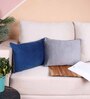 Blue Velvet Solids 18x12 inches Cushion Covers (Pack of 2)