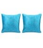 Blue Velvet Traditional 16x16 inches Cushion Covers (Pack of 2)