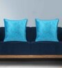 Blue Velvet Traditional 16x16 inches Cushion Covers (Pack of 2)