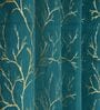 Blue Velvet Tree Branch  5 Foot Ring Top Window Curtain