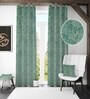 Blue Velvet Tree Branch  5 Foot Ring Top Window Curtains Set Of 2