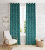 Blue Velvet Tree Branch  9 Foot Ring Top Door Curtains Set Of 2