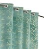 Blue Velvet Tree Branch  9 Foot Ring Top Door Curtains Set Of 2