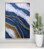 Blue Vertical Abstract Canvas Framed Acrylic Paint Hand Paintings