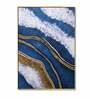 Blue Vertical Abstract Canvas Framed Acrylic Paint Hand Paintings