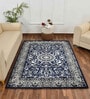 Blue Vintage Polyester 5 x 7 Feet Machine Made Carpet