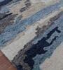 Blue Abstract Viscose 5 ft x 8 ft Hand Tufted Carpet