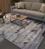 Blue Viscose Abstract 5 Ft X 8 Ft Hand Tufted Carpet