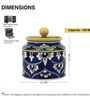 Blue White Floral Cylindrical Ceramic Jar with Wooden Lid