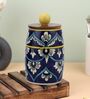 Blue White Floral Dholak Ceramic Jars Set of Two