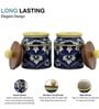 Blue White Floral Small Ceramic Jars Set of Two