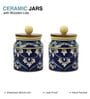 Blue White Floral Small Ceramic Jars Set of Two