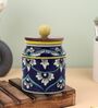 Blue White Floral Small Ceramic Jars Set of Two