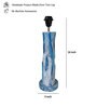 Blue White Handmade Distress wooden Table lamp in Vase design in Rustic Bark finish with Handpainted Border on Beige fabric shade