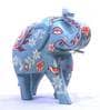 Blue Wood Elephant Animal Figurine
