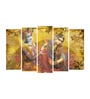 Flow Yellow Wood Framed Spiritual Art Panel Set of 5