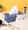 Blue Wood Tissue Holder
