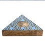Traingle Shape Blue Wood Tea Light Holder