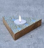 Traingle Shape Blue Wood Tea Light Holder