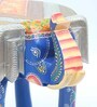 Blue Wooden Brass Metal Painting Elephant Stool