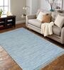 Blue Solid Wool 5 ft x 7 ft Hand Woven Carpet