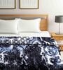 Blue Wool Abstract 1000 GSM Heavy Winter Double Bed Blanket