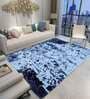 Buy Blue Wool and Viscose Abstract 6 x 8 Feet Hand Tufted Carpet