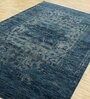 Blue Wool Distressed 2 Ft X 3 Ft Hand Knotted Carpet