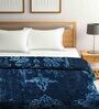 Blue Wool Floral 1000 GSM Heavy Winter Double Bed Blanket