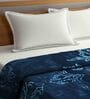 Blue Wool Floral 1000 GSM Heavy Winter Double Bed Blanket
