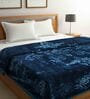 Blue Wool Floral 1000 GSM Heavy Winter Double Bed Blanket