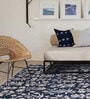 Blue Floral Wool 4 ft x 6 ft Hand Tufted Carpet