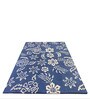 Blue Floral Wool 5 ft x 7 ft Hand Tufted Carpet