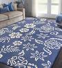 Blue Floral Wool 5 ft x 7 ft Hand Tufted Carpet