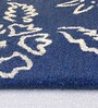 Blue Floral Wool 5 ft x 7 ft Hand Tufted Carpet