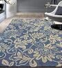 Blue Floral Wool 5 ft x 7 ft Hand Tufted Carpet