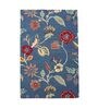 Blue Floral Wool 5 ft x 7 ft Hand Tufted Carpet
