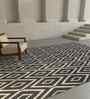 Blue Wool Geometrical 8 Ft X 10 Ft Flat Weaves Carpet