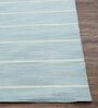 Blue Striped Wool 8 ft x 10 ft Flat Weave Carpet