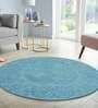 Blue Wool Traditional 6 ft x 6 ft Hand Tufted Carpet