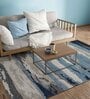 Blue Abstract Viscose 5 ft x 8 ft Hand Tufted Carpet