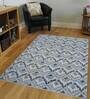 Blue Abstract Wool 5 ft x 7 ft Hand Woven Carpet