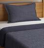 Blue Woven Design Cotton Single Bed Cover with Pillow Cover