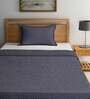 Blue Woven Design Cotton Single Bed Cover with Pillow Cover