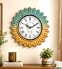 Blue And Green Gold Solid Wood Surya Wall Clock