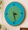 Blue And Green Solid Wood Mandala Wall Clock
