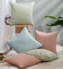 Blush,Green and Light Blue Polyester Jacquard 16x16 inches Cushion Cover Set of 5