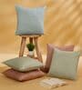 Blush,Green and Light Blue Polyester Jacquard 16x16 inches Cushion Cover Set of 5