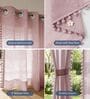 Blush Pink with Pom pomSolid Polyester Curtains for Door Pack of 2